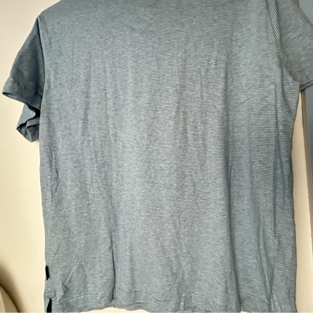 Patagonia Blue Striped Polo Shirt Short‎ Sleeve Casual Men's Large - Picture 13 of 15